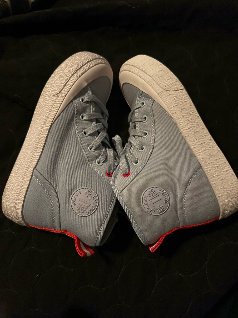 High-Top Canvas Sneakers in Light Blue with White Sole